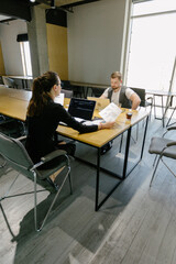 Office workers working together