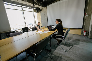 Office workers working together