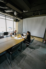 office workers doing brainstorming