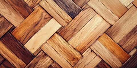 Intricate wooden parquet floor with natural texture and detailed pattern