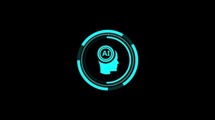 Future concept virtual touch user interface HUD with hologram Abstract radio wave technology animation and loop circle .Animation of scope scanning over black background. - Powered by Adobe