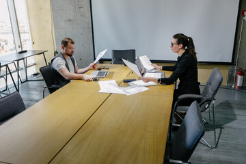 office workers doing brainstorming