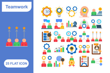 Teamwork Icon Set, Collection of 25 Teamwork Icon Set - 25 Icons for Collaboration, Team Building, Cooperation, and Group Work