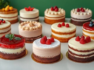 Fototapeta premium Delicious cake display bakery food photography bright environment close-up view tempting desserts for all occasions