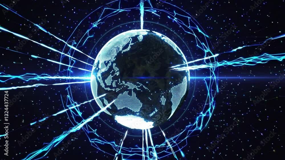 Poster dynamic cyber network pulsation visuals for technology and innovation projects