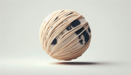 Fototapeta premium Dynamic floating yarn ball studio setting 3d rendering minimalist design close-up view
