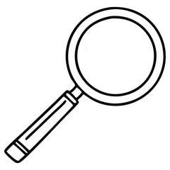 Minimalist Black and White Magnifying Glass Illustration for Stock Use.