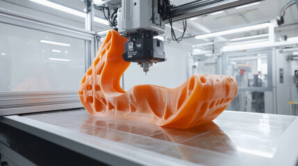 3d prototyping and 3d printing of a car, automobiles at a large industrial 3d printer. Automobile manufacturing.