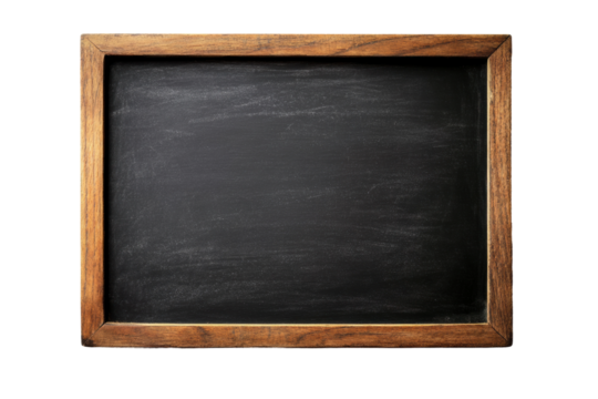 Blackboard with wooden frame for writing ideas, cut out