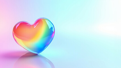 Smiling 3D Heart with a Rainbow Gradient on a Pink Background - Generative AI