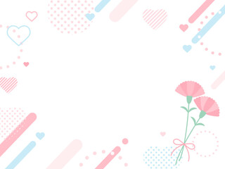 母の日・カーネーションとハートのポップなフレーム