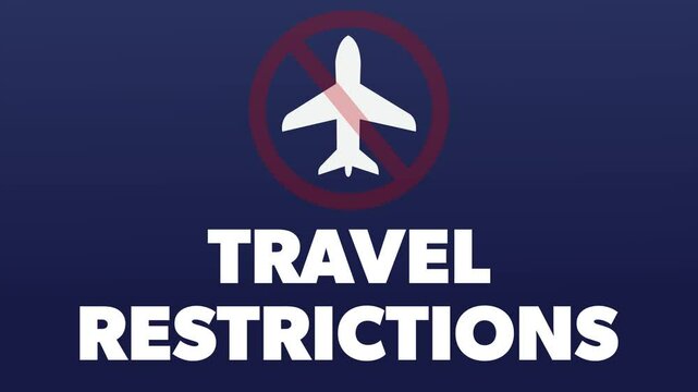 Aviation travel restrictions. Animated video. Ban on flights.