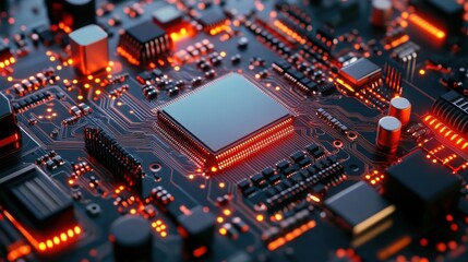 Fototapeta premium The modern printed-circuit board with electronic components