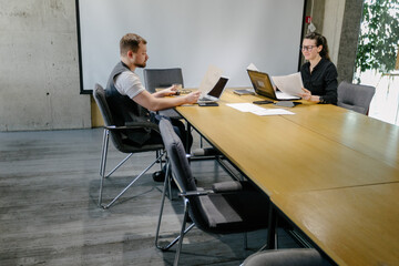 office workers doing brainstorming