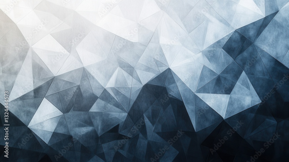 Poster Structured geometric background with clean angular shapes in navy blue, gray, and white to symbolize governance and stability