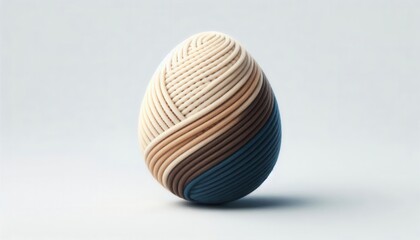 Fototapeta premium Artistic yarn-wrapped egg creative studio decorative art minimalist setting close-up perspective