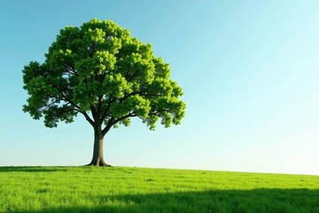 Fototapeta premium Tree in isolated clearing, peaceful surroundings, branches, seclusion