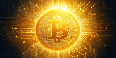 Detailed Bitcoin Logo Created with Circuitry