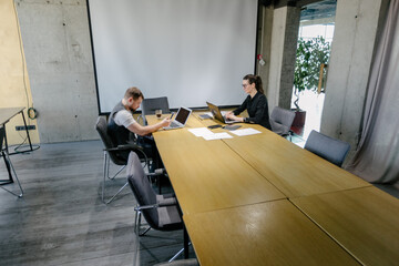 office workers doing brainstorming