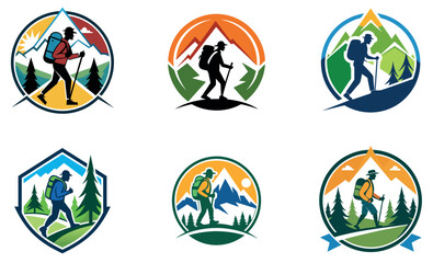 Collection of Hiking Logo Designs for Outdoor Enthusiasts
