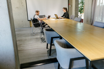 office workers doing brainstorming