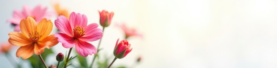 Naklejka premium Colorful flower isolated on a white background with soft focus and warm lighting, floral, blossom, flowers