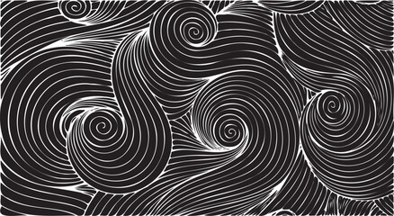 Black and white tileable pattern. Broken plaster wall effect. Grunge worn damask texture design. Distressed fabric texture. Overlay texture design. Vector illustration. Eps10.