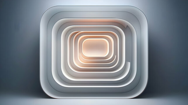 Concentric rounded square shapes inside a white and grey design - Powered by Adobe