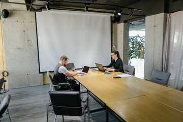 office workers doing brainstorming