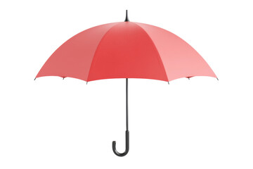 Red umbrella with curved handle for rainy days, cut out