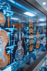 Naklejka premium X-ray image illuminated on a light board for medical analysis