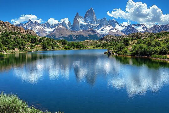 Fitz Roy lake reflection for Patagonia.