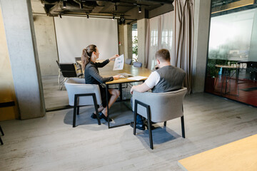 office workers doing brainstorming