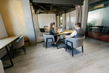 office workers doing brainstorming