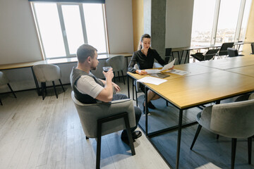 Office workers planning their job