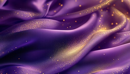 Fototapeta premium Luxurious Purple Silk With Gold Light Effects Decorations - A Touch Of Elegance And Opulence. Rich In Detail And Exquisite Sophistication.