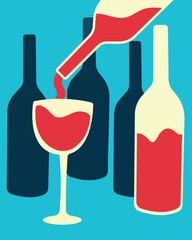 Abstract wine bottle poster . Menu, Festival, Tasting. Colorful modern typography background. Trendy style design vector illustration.Creative wine design .ideal for winery menus or festival posters. 