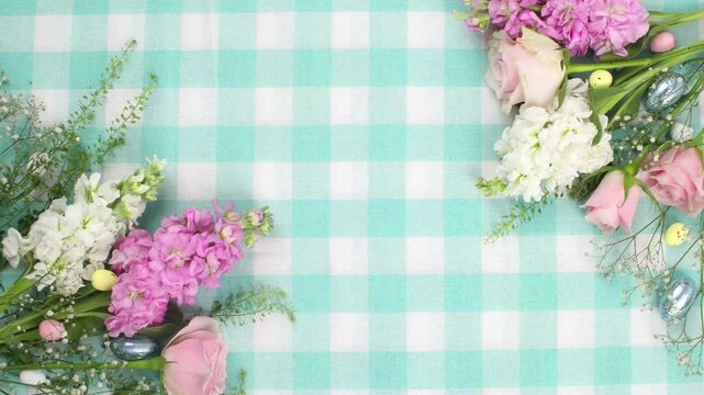 Widescreen Spring Flowers, Easter Eggs and Bunnies Border