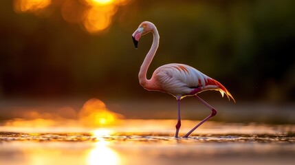 Fototapeta premium Flamingo at sunset