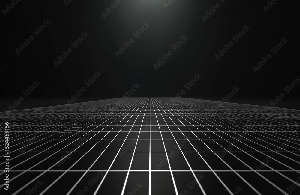 Leinwandbilder virtual reality digital grid background. futuristic abstract dark space with three-dimensional tech 