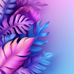Obraz premium Vibrant tropical leaves with soft gradient background,Illustration Summer Blank Background For Copy Space For Text