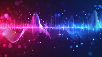Sound wave. Abstract music pulse background. Audio voice rhythm radi wave, frequency spectrum illustration