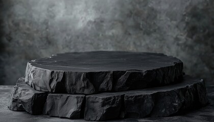 Natural Black Coal Stone Podium For Showcasing Cosmetics, Jewelry, Medicine, Skin Care, And Perfumes - Ideal For Presentations