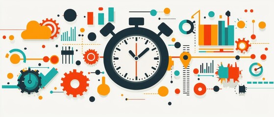 Clock and Gears Illustrating Time Management and Business Strategy