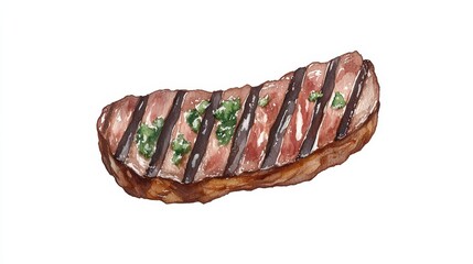 Grilled Argentine Steak Cooked to Perfection with Herb Garnish
