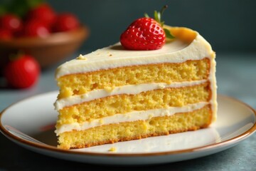 Rich, creamy Sicilian cassata slice, vibrant colors , cake, marzipan