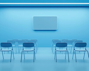 Minimalist tech classroom scene with simplified digital screens, clear UI elements, and modern design, Digital Classroom, Minimalist tone