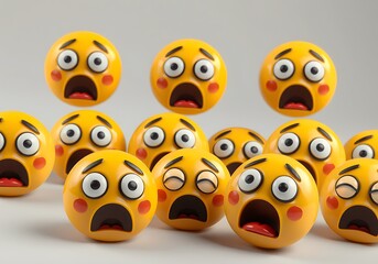 Obraz premium shocked, surprised emojis with wide eyes, gray background