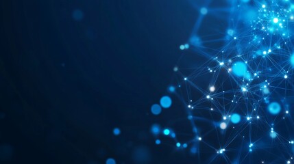 Abstract blue digital network background with glowing connections for technology design