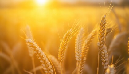 Obraz premium Large Wheat Harvest In Summer: A Walkthrough Of A Wheat Field During Harvest Season With Ears Of Wheat Under The Sun.